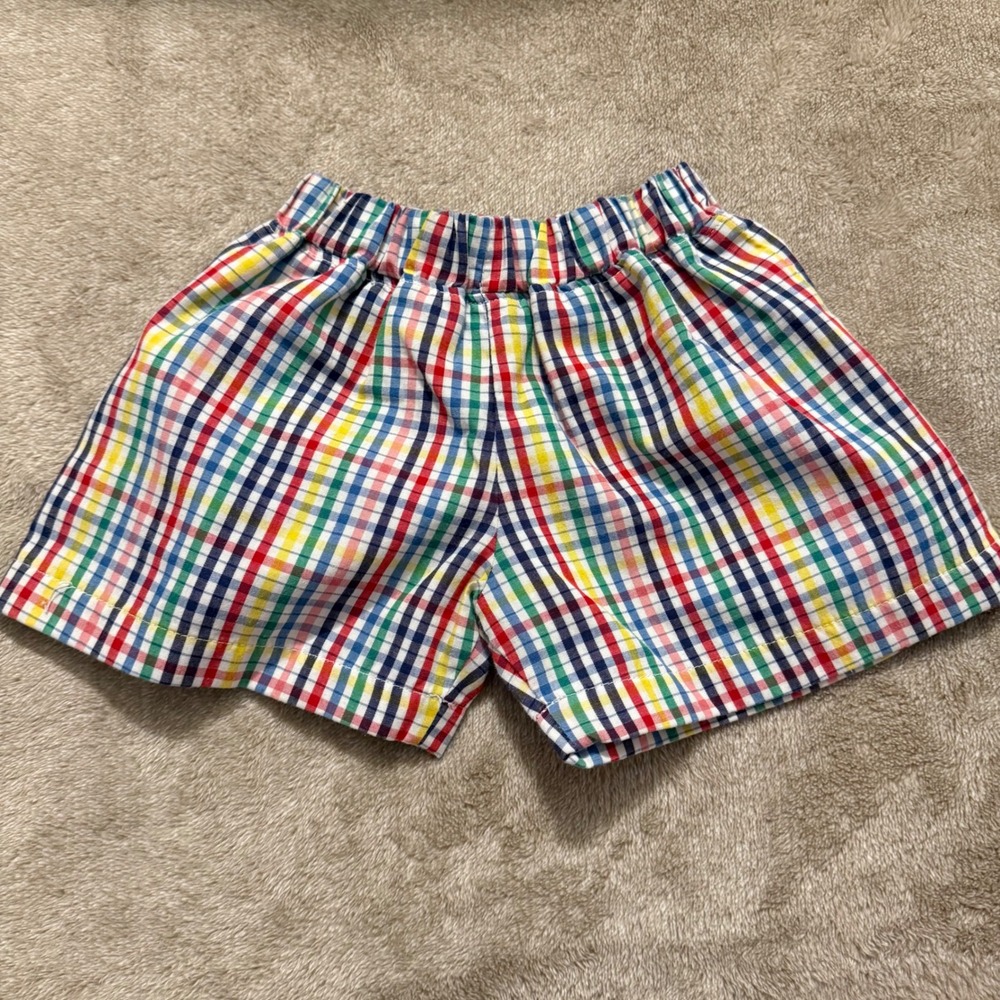 Beaufort Bonnet Company Baby Boy Rainbow Gingham Stork Shorts 6-12 Months